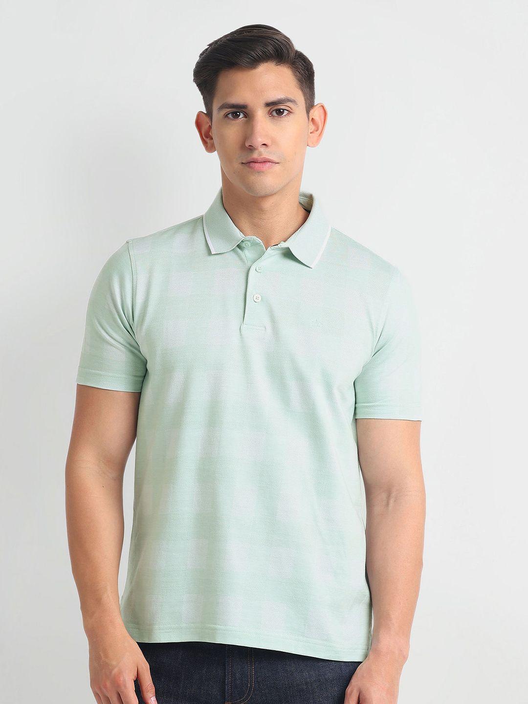 arrow checked polo collar short sleeves t-shirt