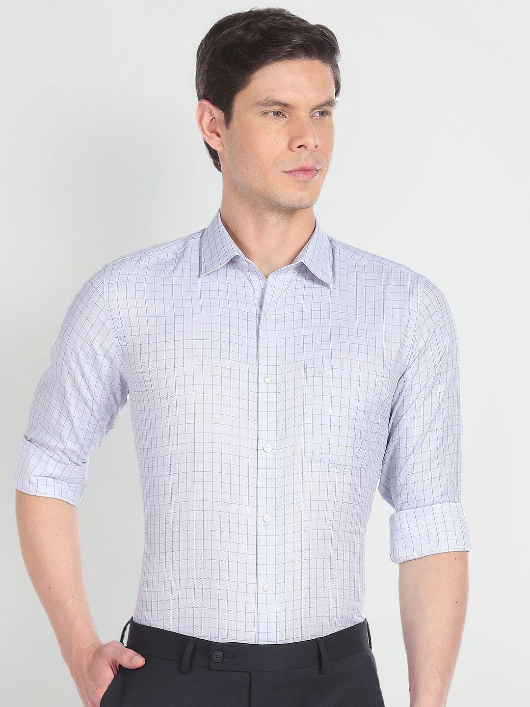 arrow checked slim fit pure cotton formal shirt