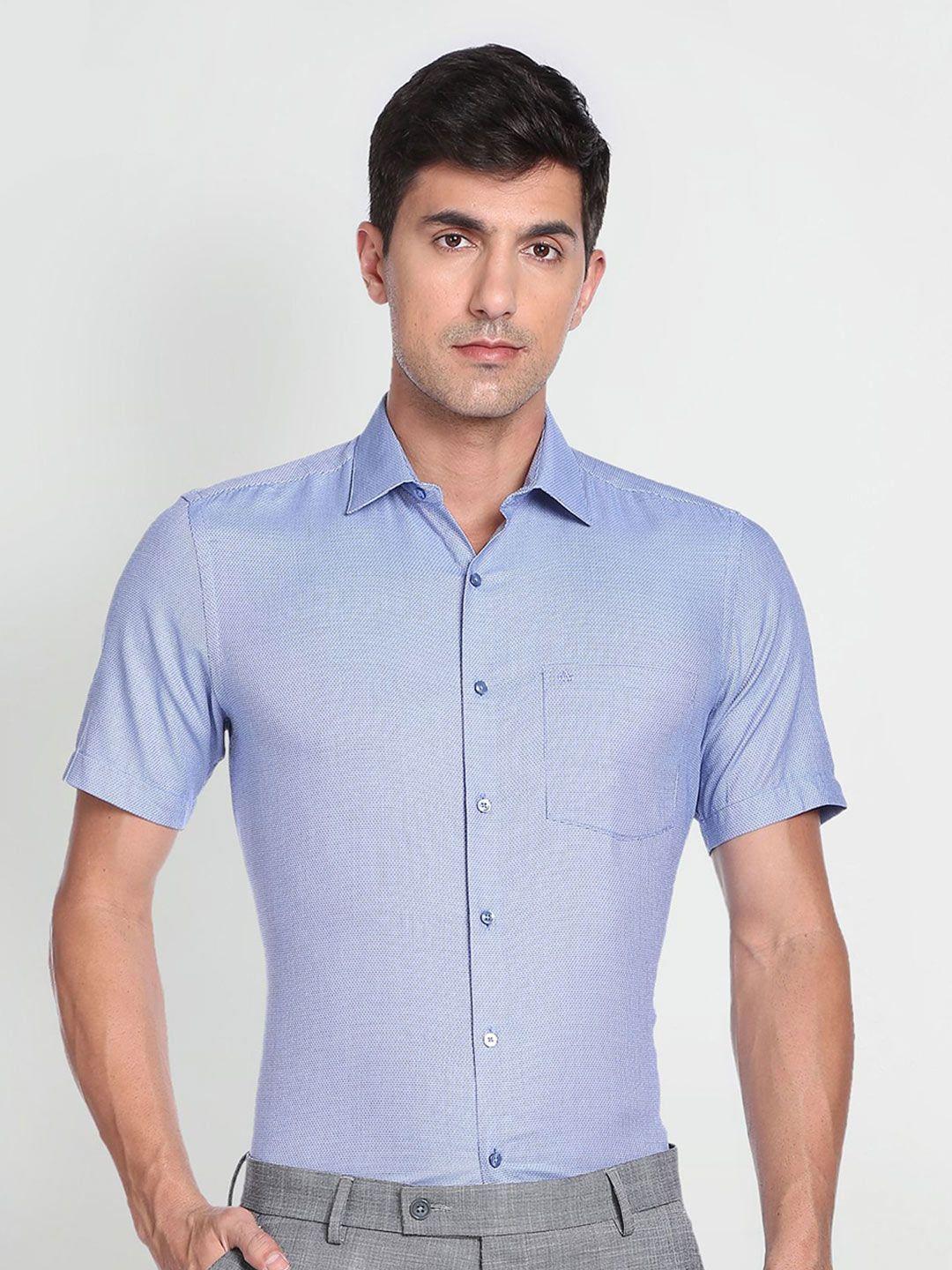 arrow chest pocket short sleeves formal cotton shirt