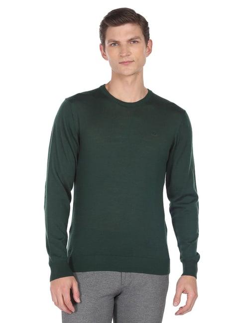 arrow dark green regular fit sweater