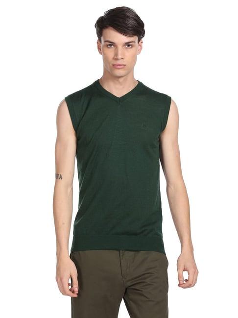 arrow dark green v neck sweater