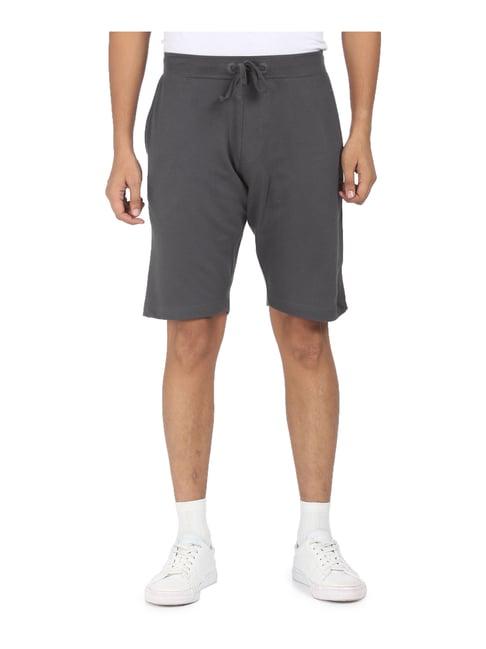arrow dark grey cotton regular fit shorts