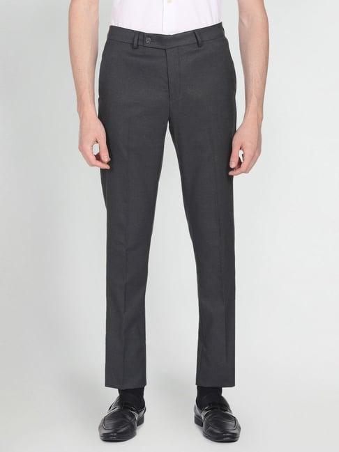 arrow dark grey regular fit texture trousers