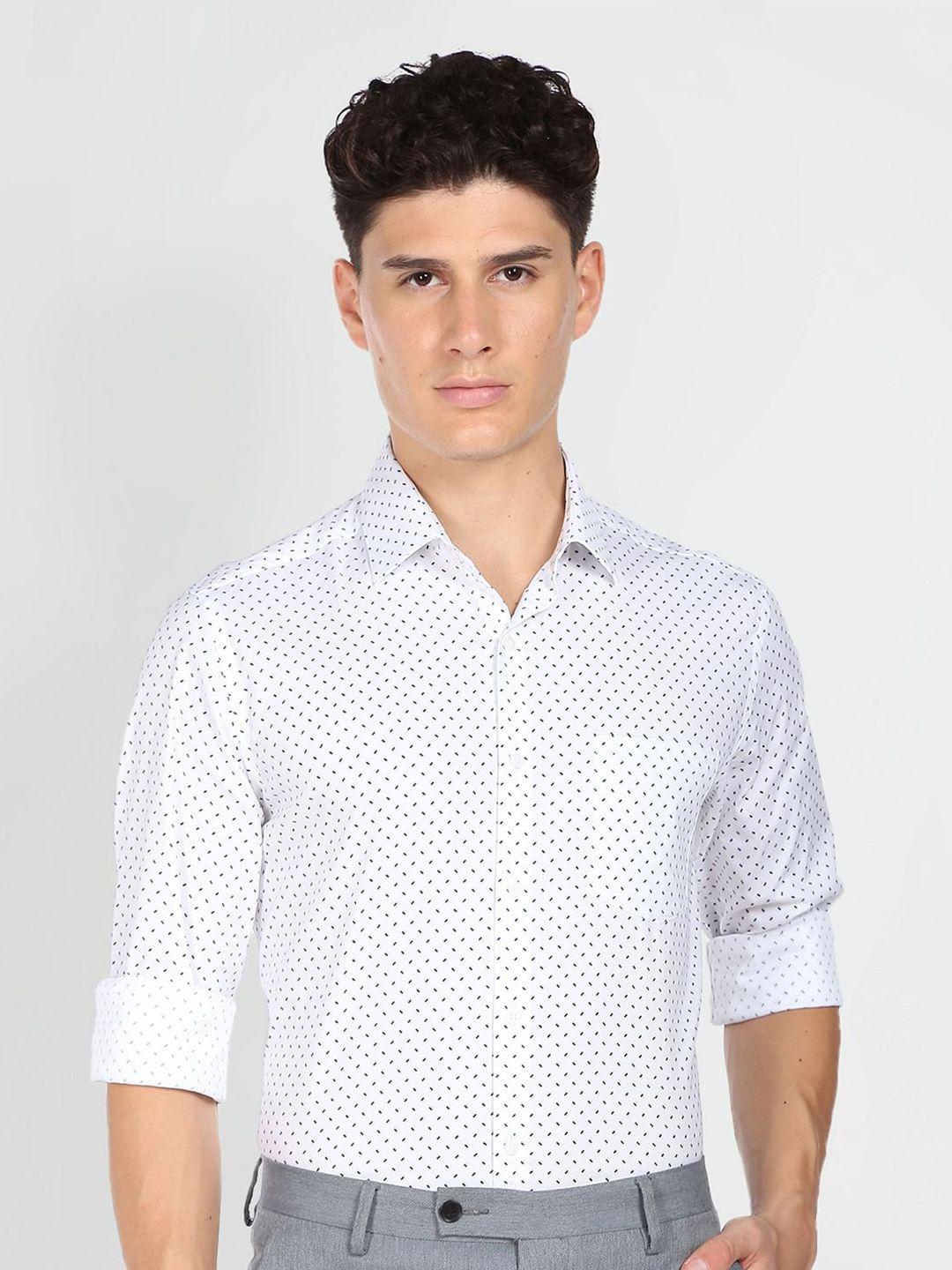 arrow geometric printed pure cotton slim fit formal shirt