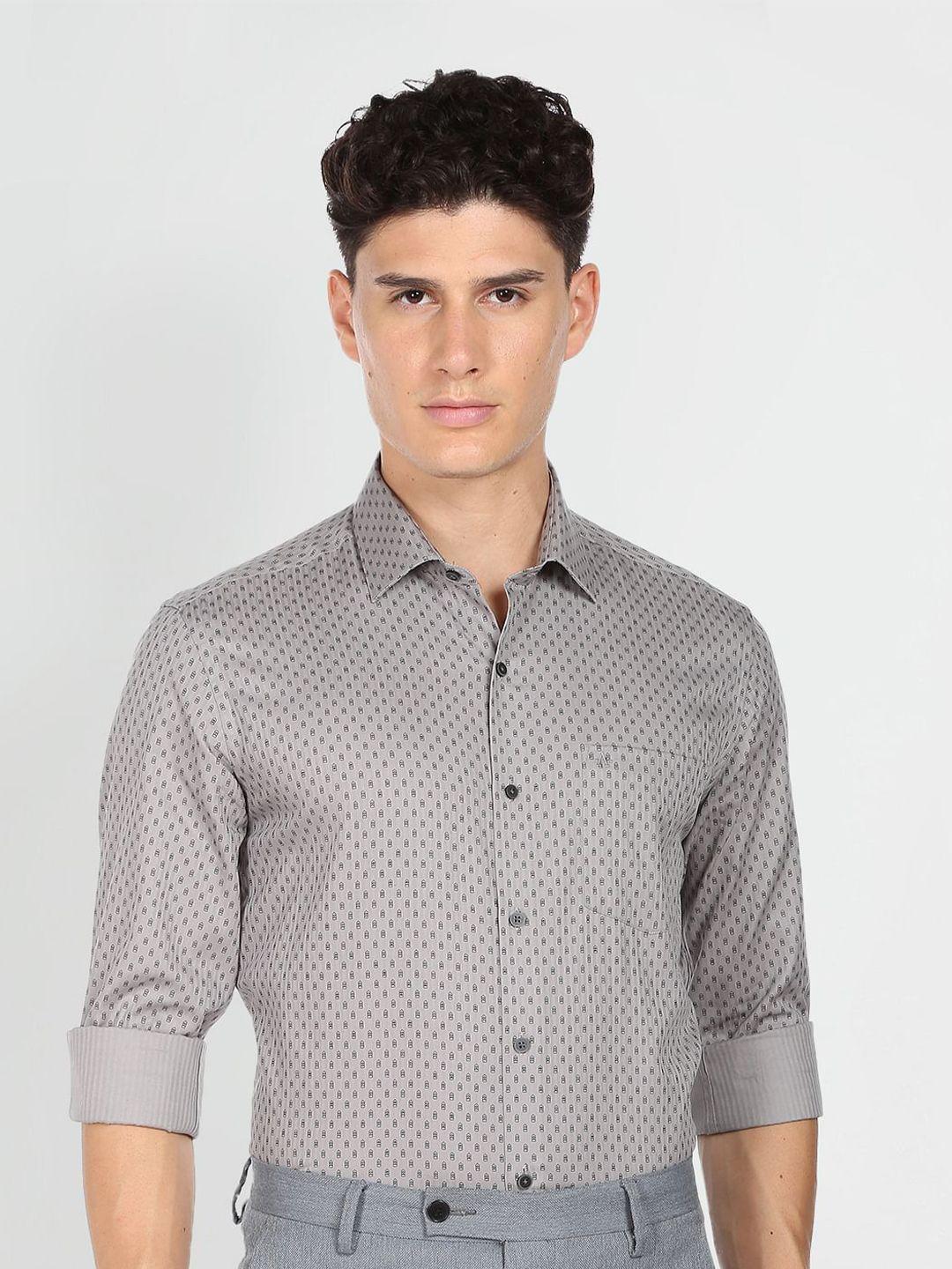 arrow geometric printed pure cotton slim fit formal shirt