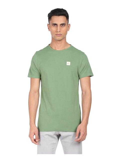 arrow green cotton regular fit t-shirt