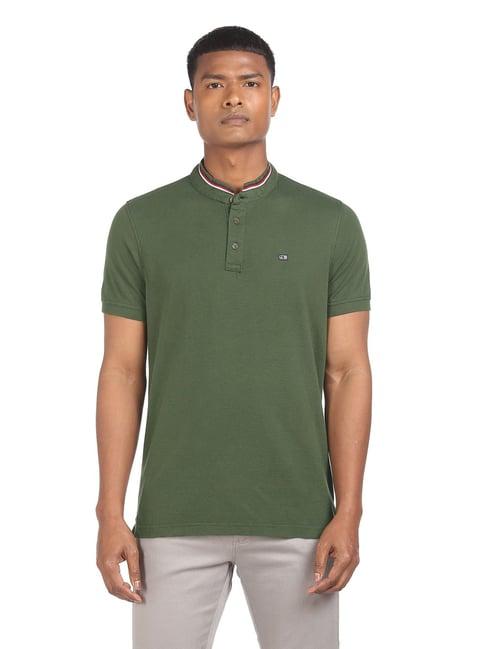 arrow green cotton regular fit t-shirt