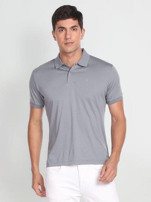 arrow grey cotton regular fit polo t-shirt