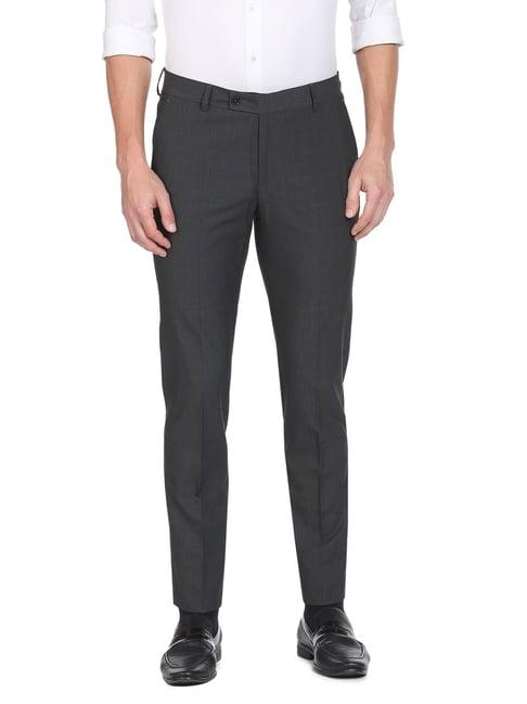 arrow grey regular fit checks trousers