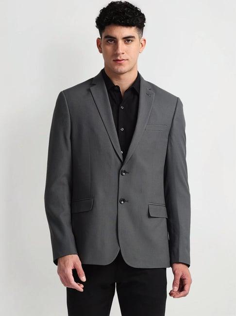 arrow grey regular fit striped blazer