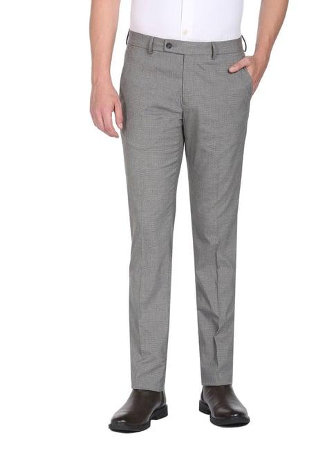 arrow grey regular fit texture trousers