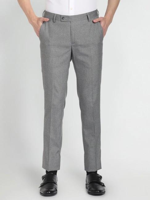 arrow grey regular fit trousers