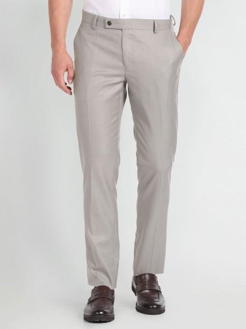 arrow grey regular fit trousers