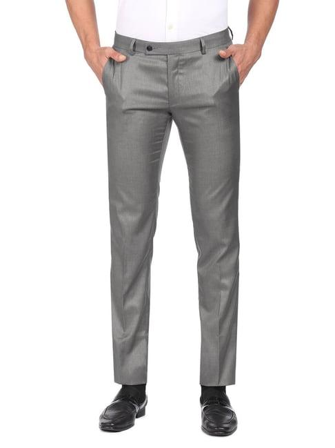 arrow grey regular fit trousers