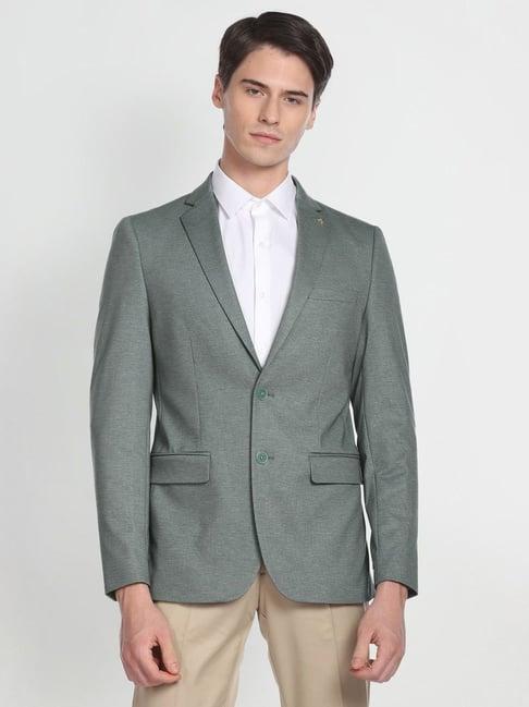 arrow grey slim fit self pattern blazer