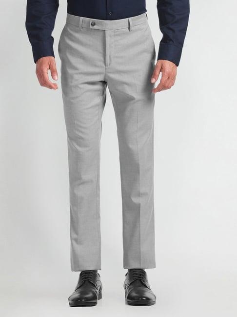 arrow grey slim fit trousers