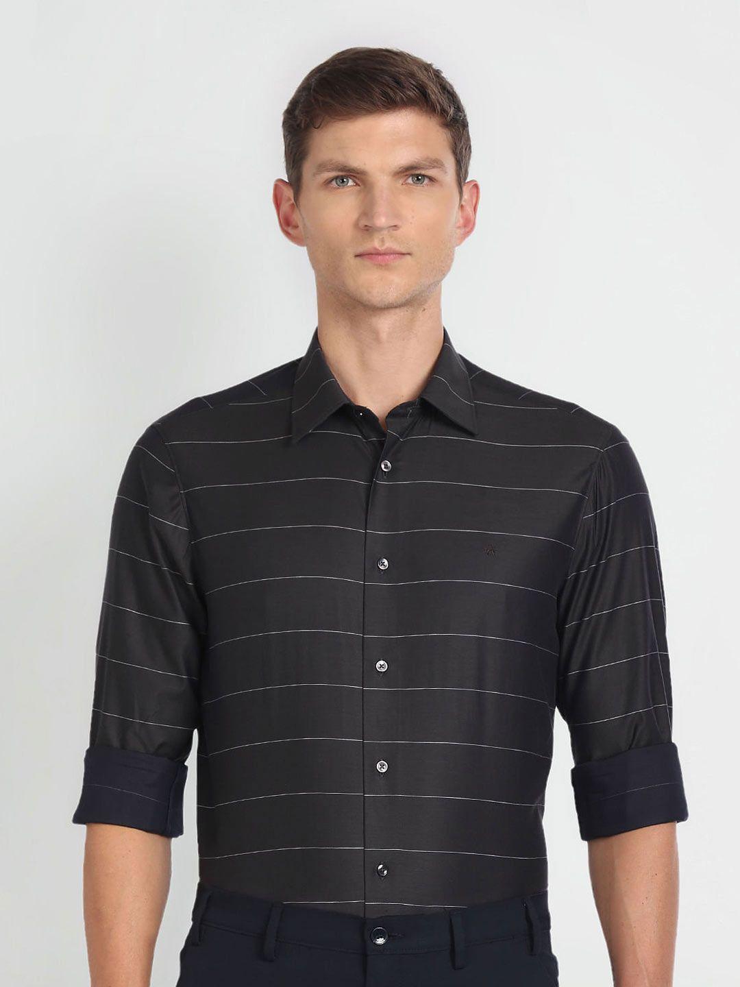 arrow horizontal striped opaque cotton formal shirt