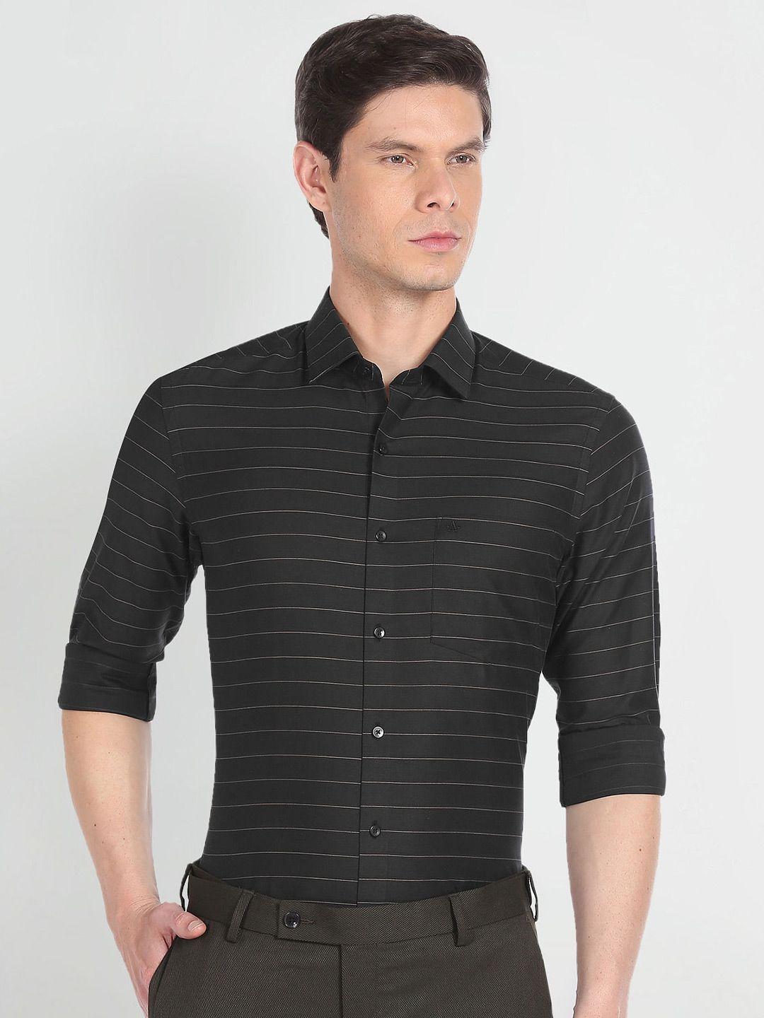 arrow horizontal striped twill pure cotton formal shirt