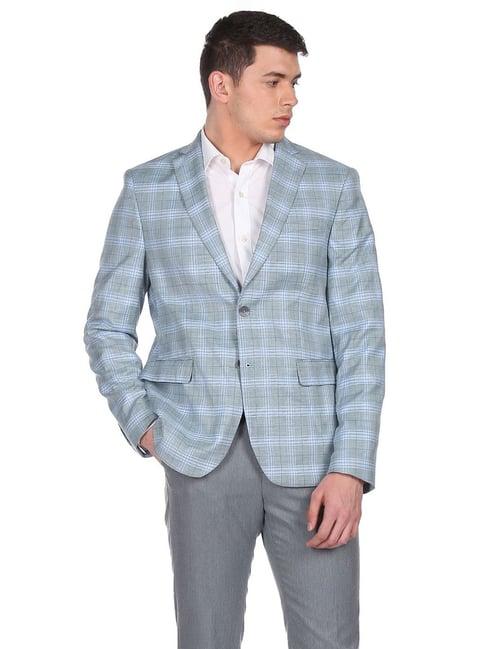 arrow light green full sleeves notched lapel blazer