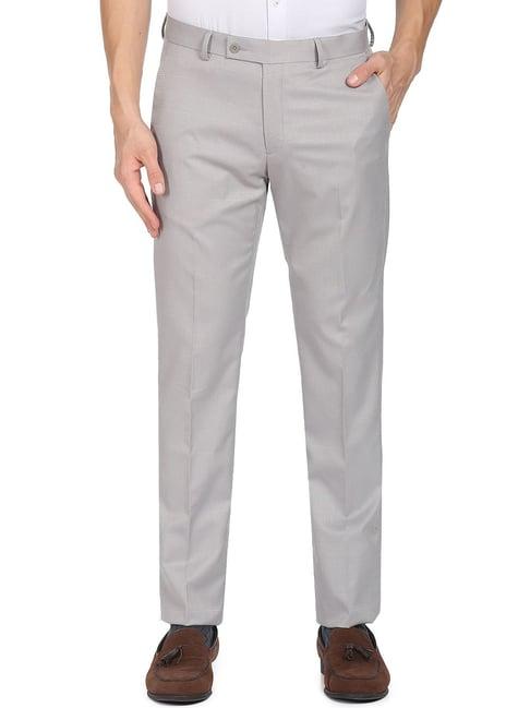 arrow light grey regular fit checks trousers