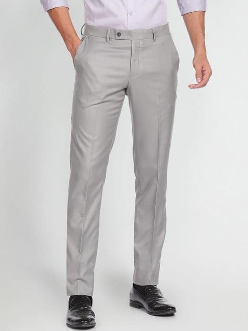 arrow light grey regular fit trousers