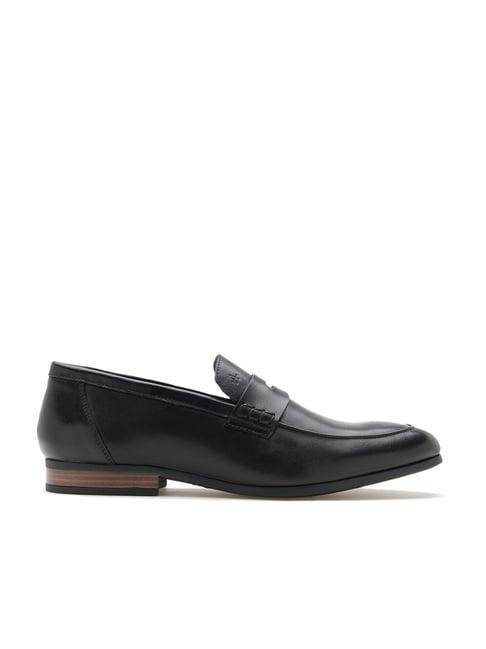 arrow men's black formal loafers