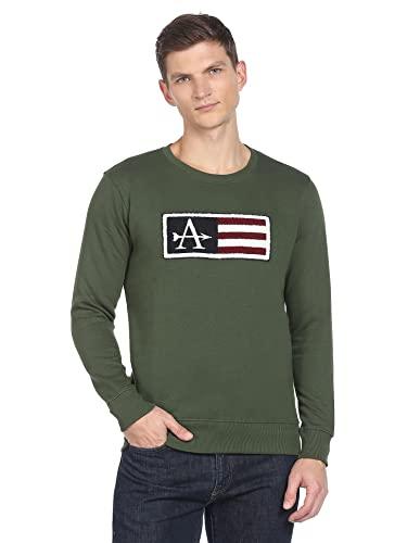 arrow men's cotton crew neck sweatshirt (asaess3983_green_m)