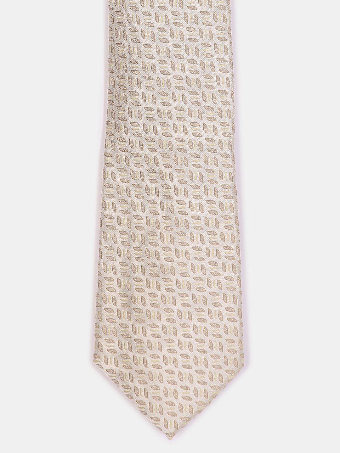 arrow men beige printed skinny tie