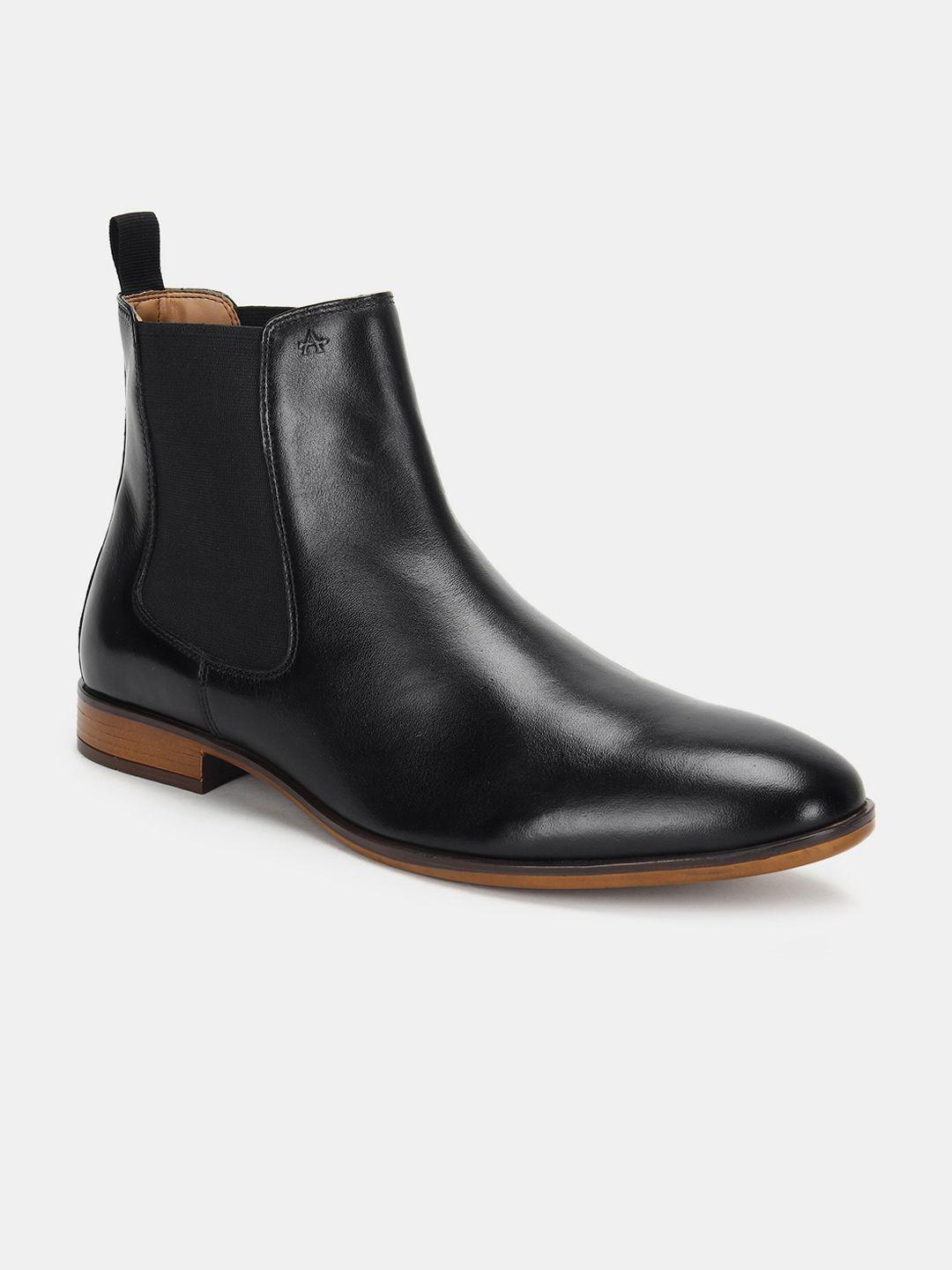 arrow men black leather flat boots