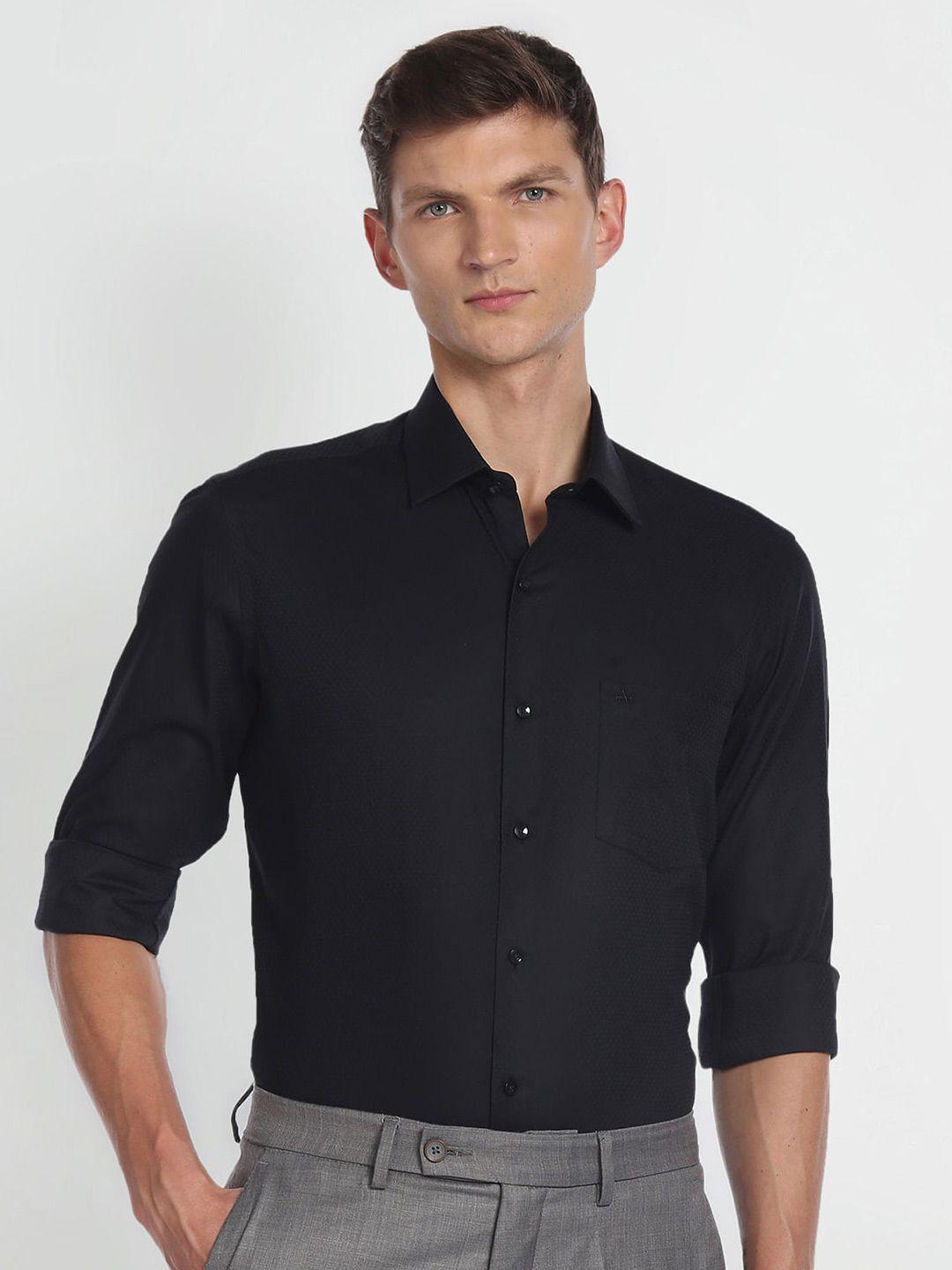 arrow men black slim fit opaque casual shirt