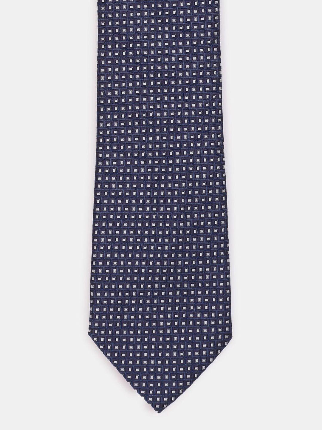 arrow men blue & white woven design broad tie