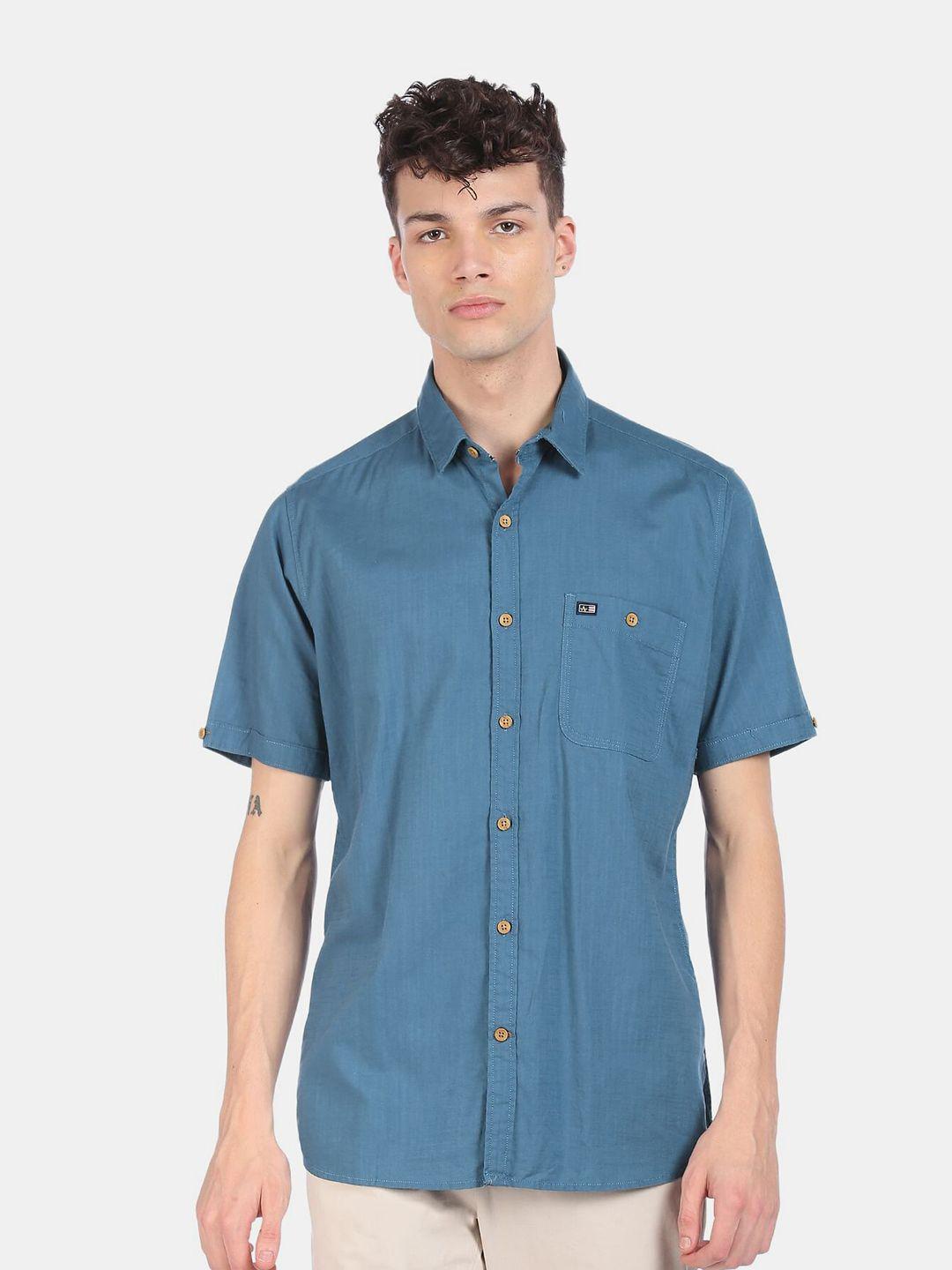 arrow men blue casual shirt