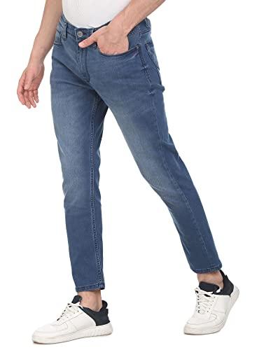 arrow men blue mid rise carson cropped jeans