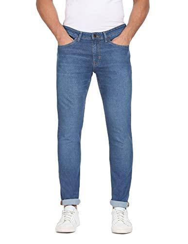 arrow men blue mid rise jameson slim fit rinsed jeans(ajaejn2761,blue,34)