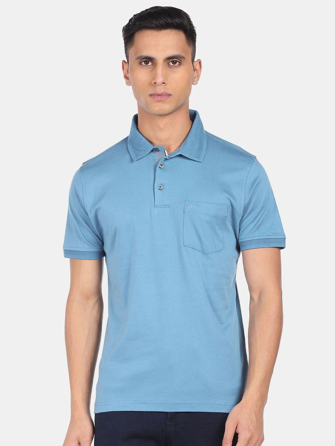 arrow men blue polo collar t-shirt
