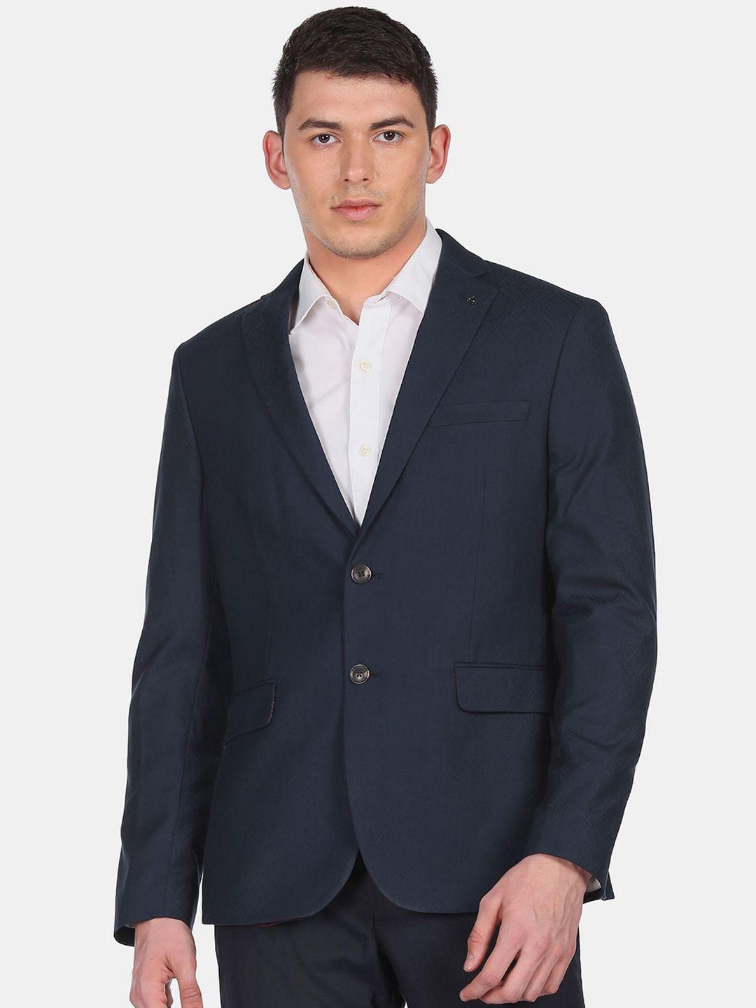 arrow men blue slim-fit single-breasted formal blazer