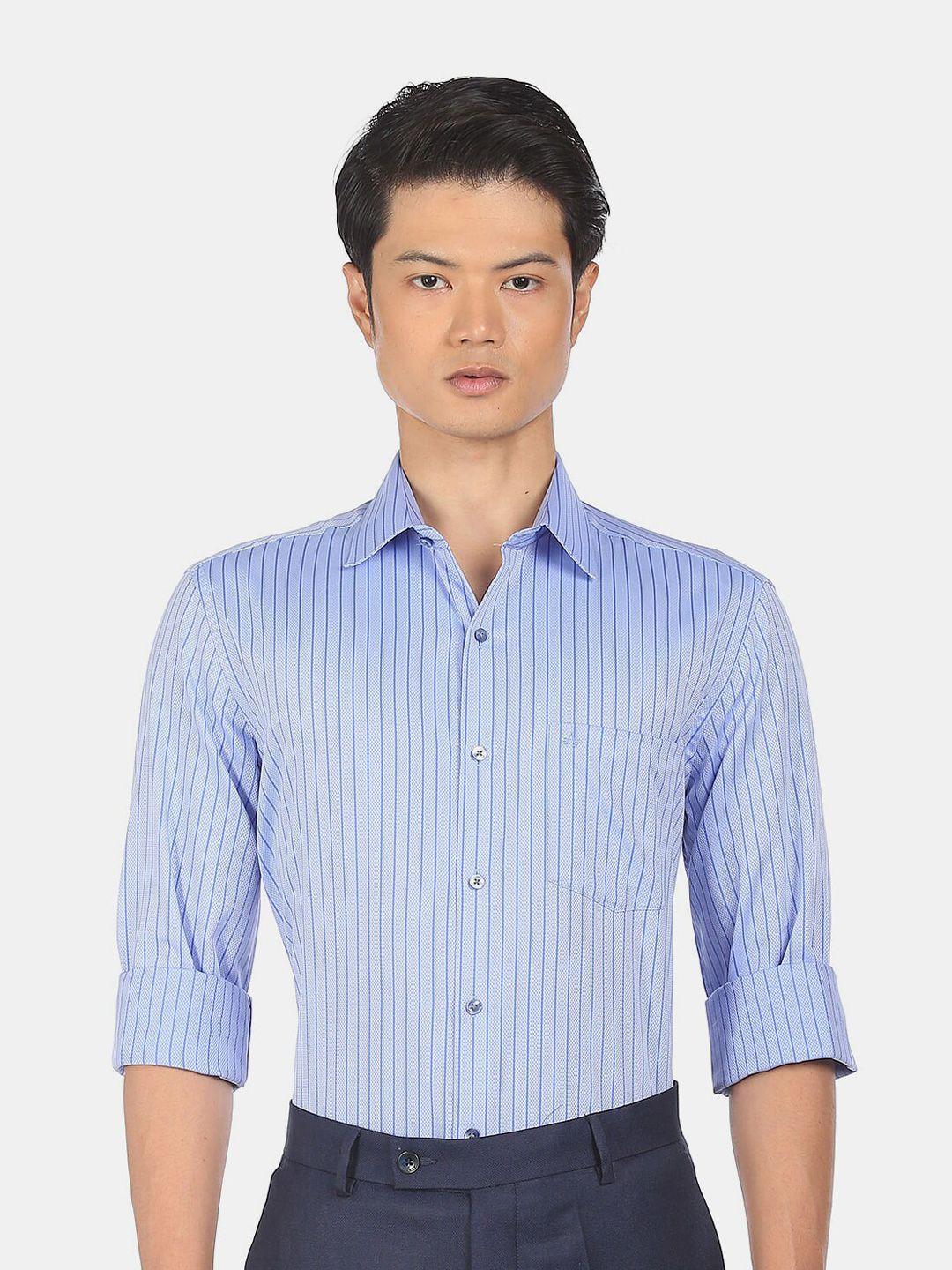 arrow men blue striped casual shirt