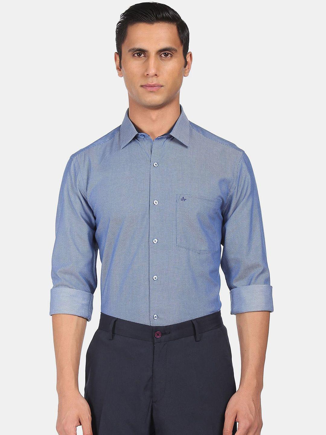 arrow men blue textured formal shirt