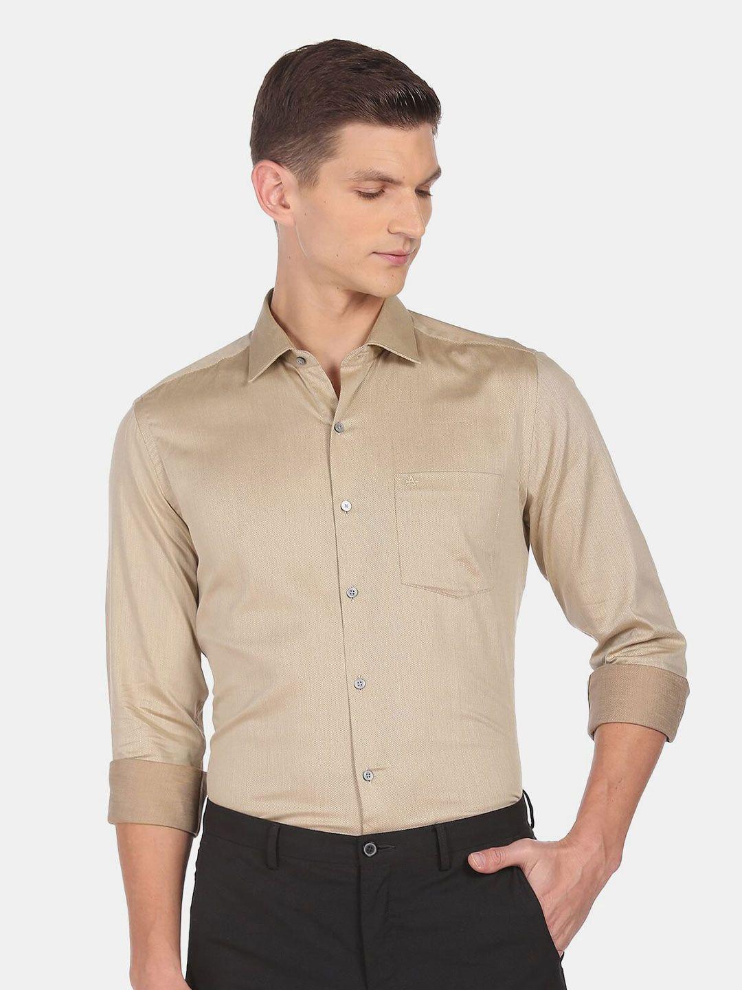 arrow men brown slim fit formal shirt