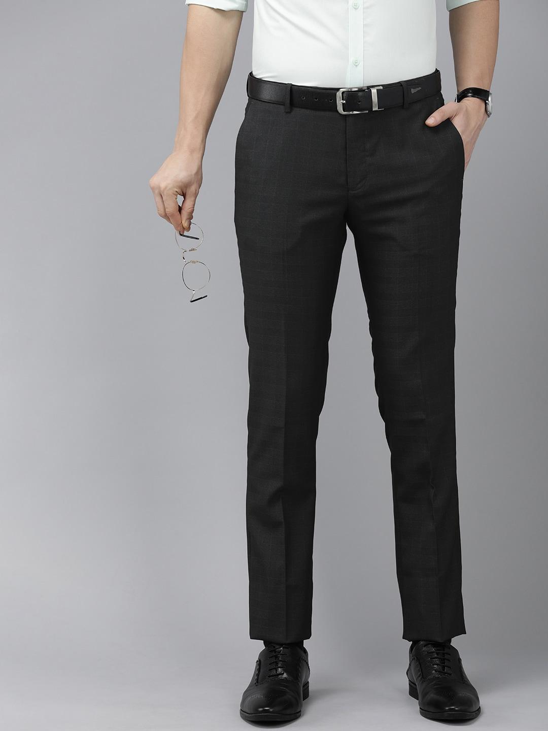 arrow men checked tailored fit formal trousers