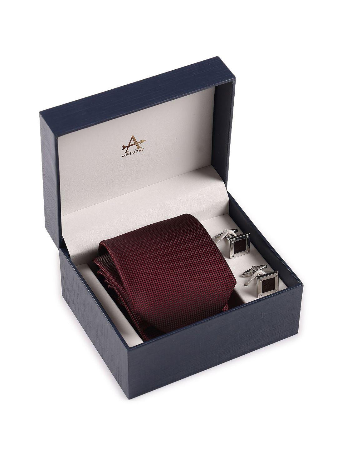 arrow men checked tie & cufflinks