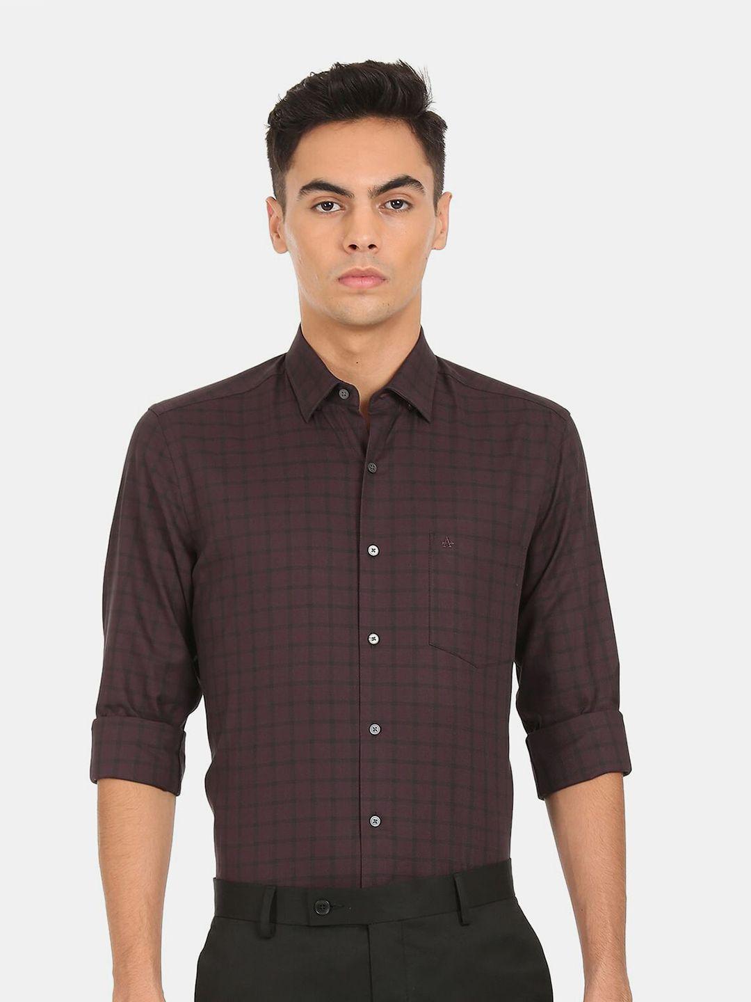 arrow men coffee brown other checks checked formal shirt