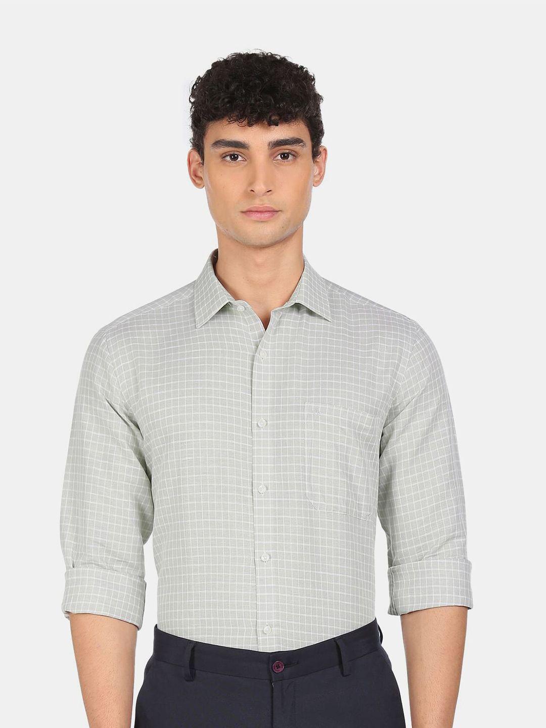 arrow men green grid tattersall checks checked casual shirt