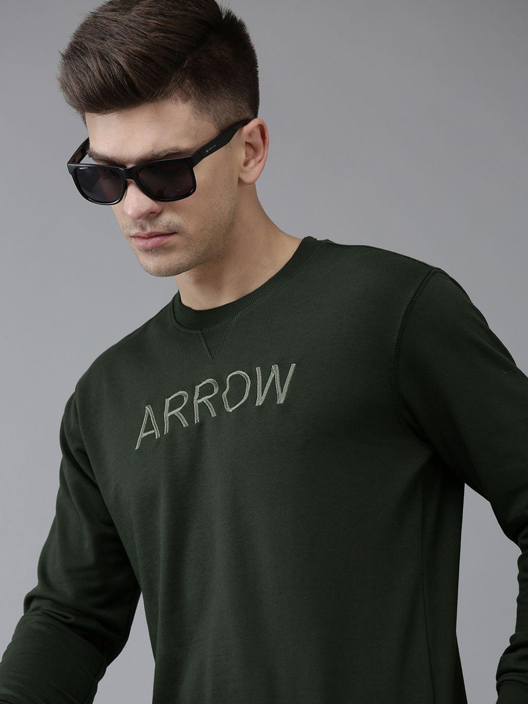 arrow men green regular fit sweatshirt