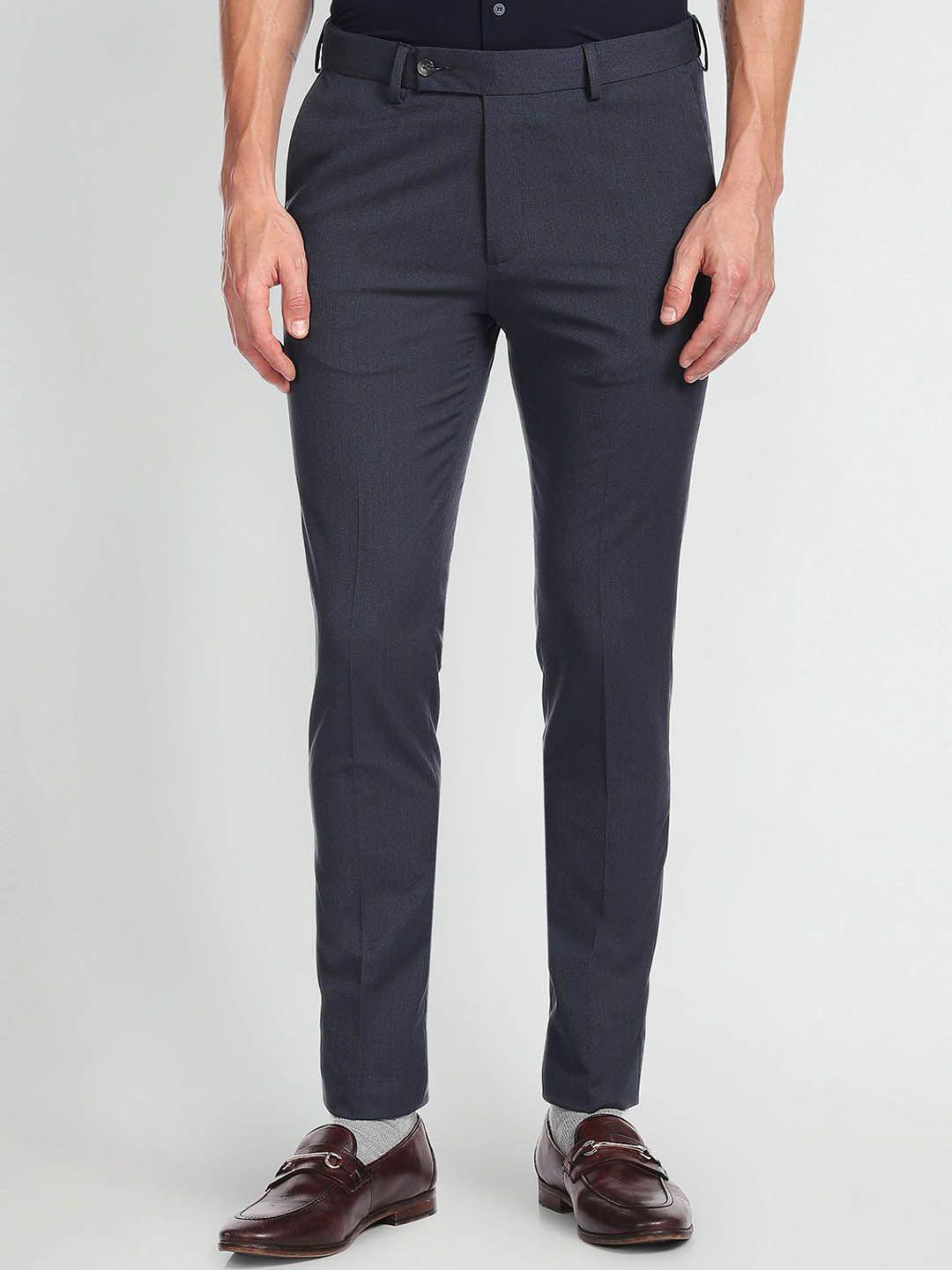 arrow men grey slim fit trousers