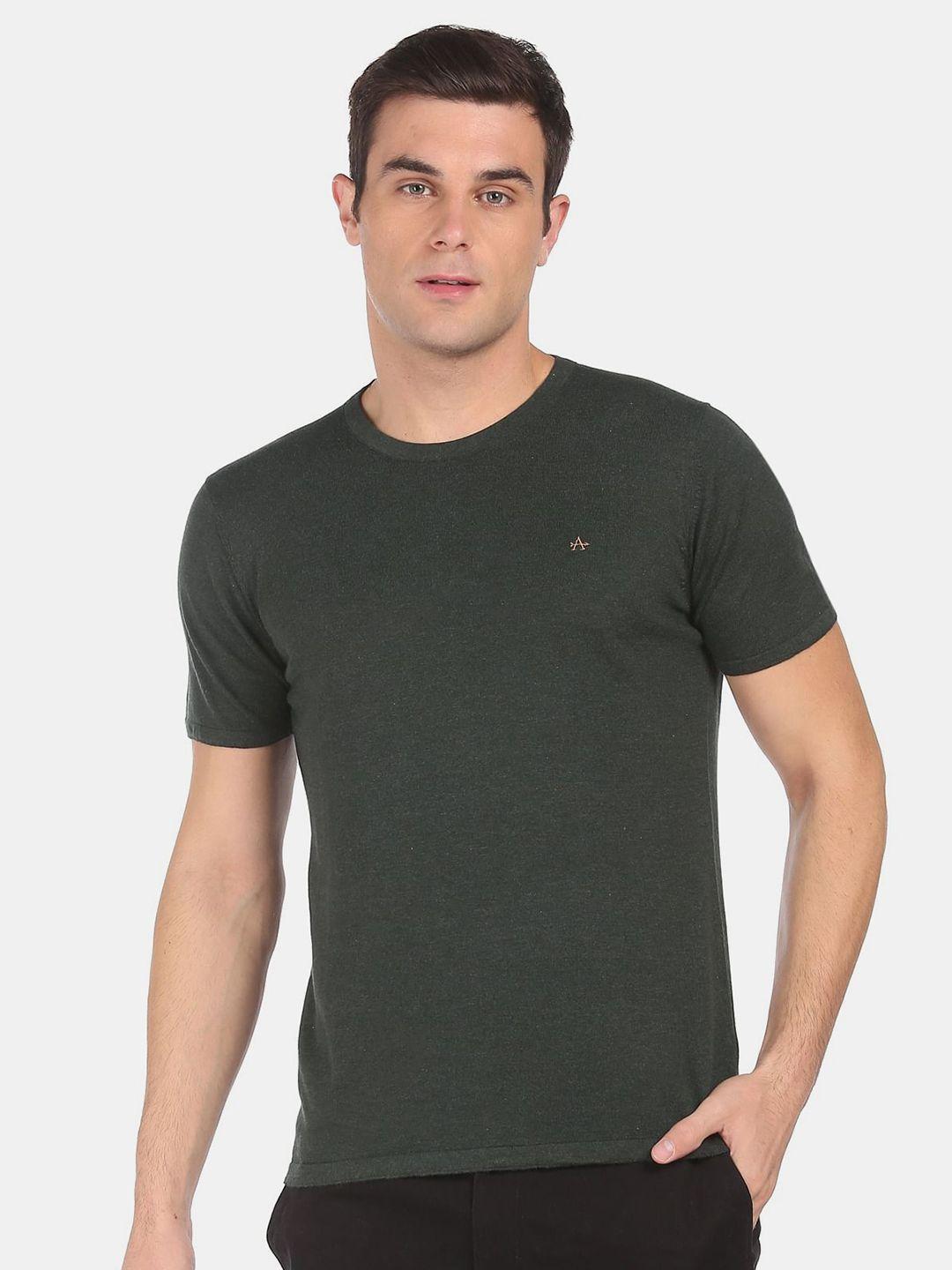 arrow men grey solid t-shirt