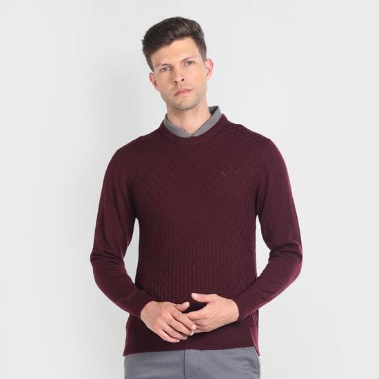 arrow men knit sweater with ribbed trim