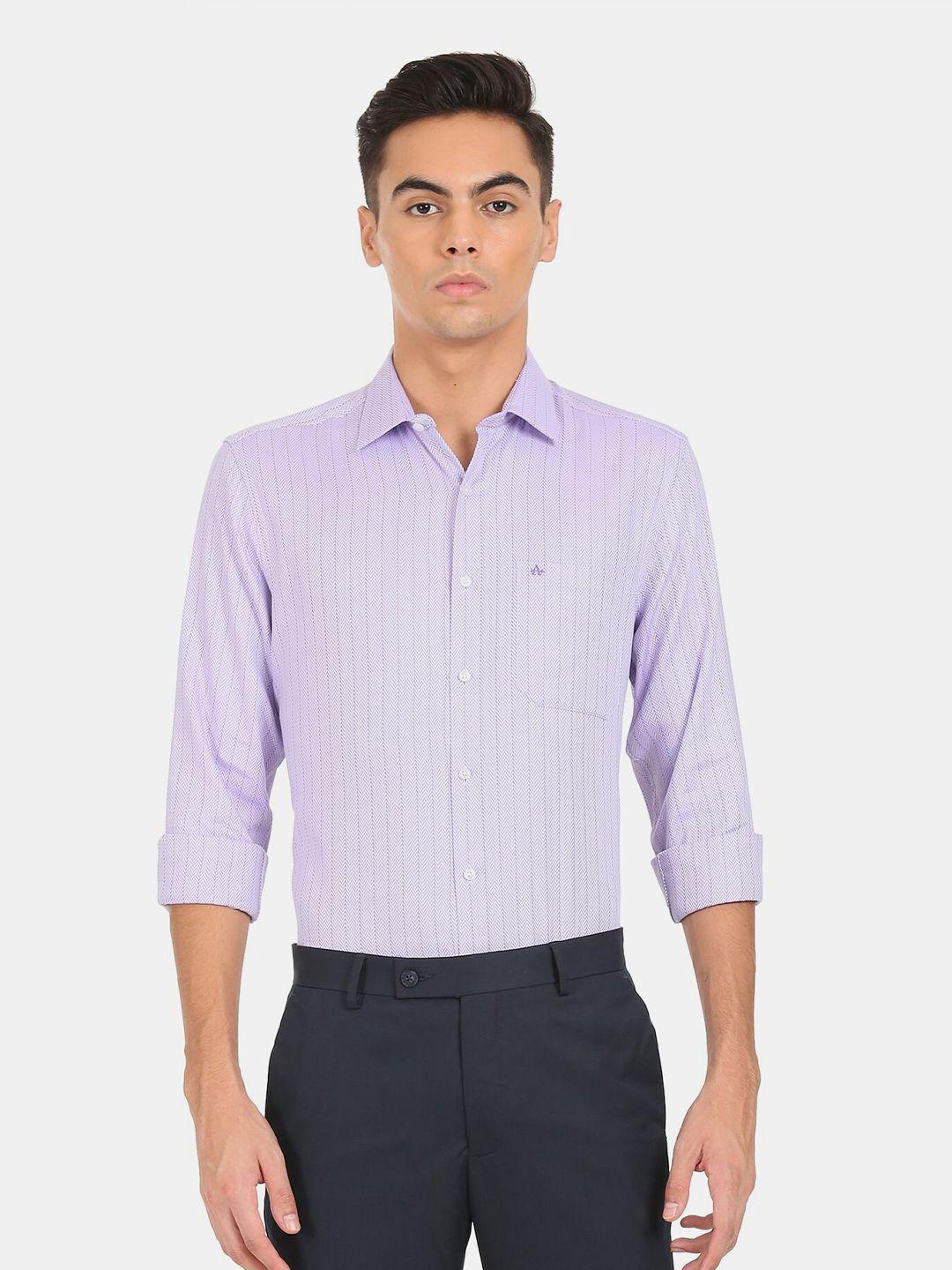 arrow men lavender regular fit striped cotton casual shirt