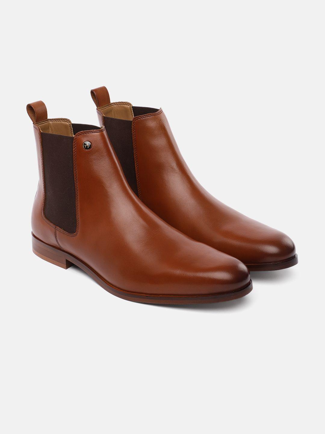 arrow men leather high-top chelsea boots