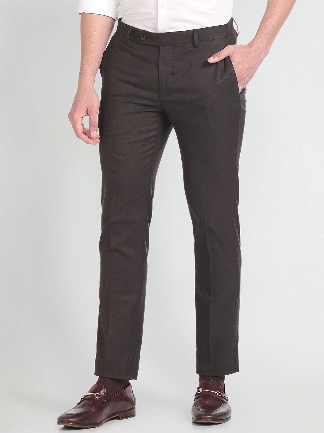 arrow men mid-rise flat-front formal trousers